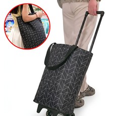 프리데일 바퀴달린 장바구니 접이식 대용량 캐리어 쇼핑카트, 1개, 라인블랙