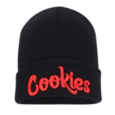 Zgboaht 신축성 있는 니트 비니 모자 남성용 여성용 겨울용 따뜻한 시계 캡 글자 자수 커프 모자 쿡 그레이/화이트 단일 사이즈, 쿡 블랙/레드