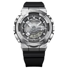 CASIO G-SHOCK 精巧纖薄金屬外殼3D錶盤雙顯錶, 銀