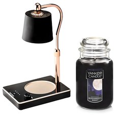 양키캔들 자캔들 라지 + 빛조절 타이머 캔들워머 세트, 미드썸머 나잇, 블랙