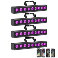 ENDYSHOW LED 스테이지 워시 라이트 바 50W 9 LED 4IN1 RGBW DJ 스테이지 라이트 바 리모컨 사운드 활성화 DMX 스테이지 라이트 교회 결혼식 디스코, 4Pack Stage Wash Light Bar