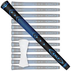 KNLY Golf Grips 13팩 고성능 | 높은 견인력 및 높은 피드백 골프 클럽 그립을 위한 전천후 미끄럼 방지 고무 | 15개의 테이프 또는 완벽한 수리 키트 포함. 블, Standard, 블랙 블루-투인원 (15개의 테이프로 13개의 그립)