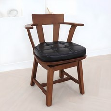 파스텔우드 에스원 고급 에쉬원목 카페 디자인 인테리어 회전의자, 브라운, 1개
