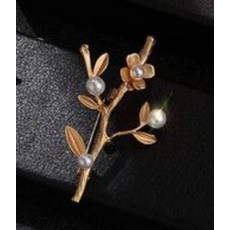 樹枝珍珠胸針, 新款潮胸花大衣釦別針奢華西裝 高級西服精緻設計感, 1件