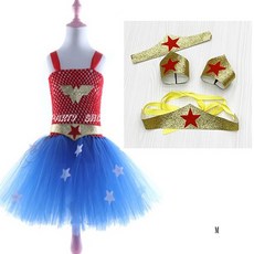PARTY SHOP 神力女超人兒童變裝服 萬聖節派對服裝 附頭飾手環腰帶 M號適用100-110公分, 1個, M_100-110公分