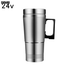 QRU 車載旅行加熱杯不鏽鋼內膽電熱杯 汽車12V24V保溫水杯燒水壺, 加熱保溫杯-24v:如圖