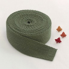 패션스타트 코튼 가방끈 스트랩 줄 에코백 컬러 웨이빙끈 25mm 1롤 (900cm), 1개, 카키