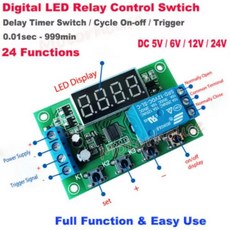 0.01초-999분 DC 5V6V12V24V 디지털 LED 타이머 스위치 지연 켜기끄기 트리거 사이클 개폐 릴레이 제어 모, 기타