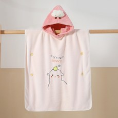 ibooooo 兒童浴巾斗篷 可愛動物造型, 櫻粉色 70*140cm4 - 8歲, 1個, 1個