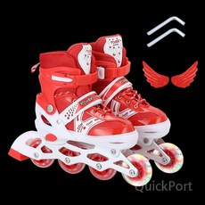 인라인 스케이트 어린이 풀세트, 레드 + 싱글 플래시