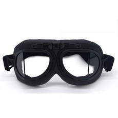 evomosa 에보 모사 빈티지 오토바이 고글 안티 안개 및 충격 자외선 차단 비행사 파일럿 용 플라이 레이싱 라이딩 모래 먼지, Black, Clear, 1개