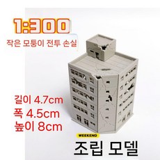도시 모형 모델하우스 조립 건축 파손 전투 데미지 1/300 빌딩 전시 건물 미니어처, H. 작은 목발 전투 피해의 1/300