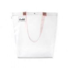 現貨正版 Green Style 簡約提袋 透明手提袋 大容量 收納袋 手提包 飲料袋 外出包 文件袋 便當袋 購物袋, 1個, 粉紅-L, 粉紅