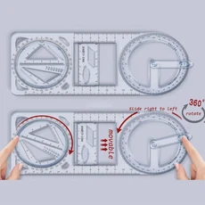 회전식 다기능 기하학적 드로잉 눈금자 각도기 학습 측정 창의적인 사무용품 1PC, 07 A-01