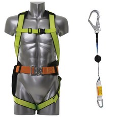 [프로6] 자동 릴 죔줄 싱글 형광 전체식 추락방지안전벨트, FREE