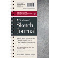 Strathmore 25-535-1 메탈릭 스케치 저널 14 x 21.6cm5.5 x 8.5인치 내추럴 화이트 235940