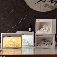 台灣出貨 日照金山香薰擴香石家居床頭櫃擺件氛圍燈伴手禮生日禮物送男女生, 藍風鈴,白山（三色變光）禮盒裝 送禮袋