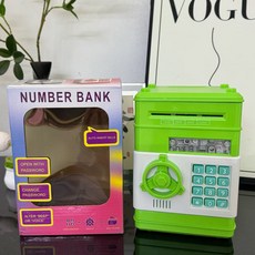 兒童密碼存錢罐 自動捲錢聲光仿真保險箱, 1件, 綠色密碼存錢罐帶音樂自動卷錢:1個