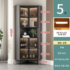 미국식 와인 장식장 원목 양주 3단 양주장 진열장 위스키 술진열장 강화유리 피규어, Q. 검정 프레임 5겹 회색 50x182