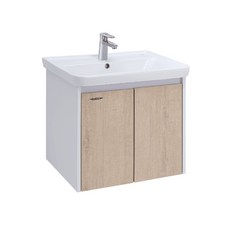 淺木紋陶瓷檯面浴室櫃，簡約風格收納櫃，浴室收納必備，多功能置物，簡約浴室收納, 白色 木質, 1個