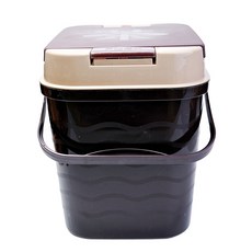 自在坊茶具 一鍵掀蓋式茶渣桶 7L大容量廢水桶 輕巧PP材質 排水茶桶, 深棕7L掀蓋款, 1個