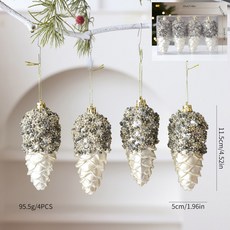 聖誕節裝飾掛件香檳金松果塑料掛件聖誕樹裝飾聖誕球風鈴掛飾盒裝, 香檳金松果掛件（4個裝）, 1個