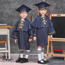 臺灣-出貨兒童博士服幼兒園學士服套裝拍照禮服早敎班畢業季服裝男女畢業照