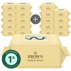 물티슈 구매1위 도톰한 아기 물티슈 브라운 프리미엄 옐로우 뱀띠 에디션 엠보싱 캡형, 73g, 72매, 19개