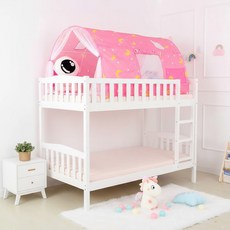 마일로 어린이 키즈 2층 침대 동굴 벙커 플레이 난방 싱글텐트, 침대텐트 핑크, 1개