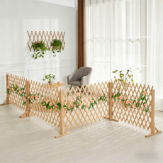GAPINO 접이식 펜스 신축식 목제울타리 정원꾸미기 애완 동물 전원주택 펜스, 원목색 120cm X 210cm