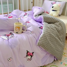 GOYES 산리오 캐릭터 봄 가을 침구세트 이불 커버 150*200cm, 쿠로미