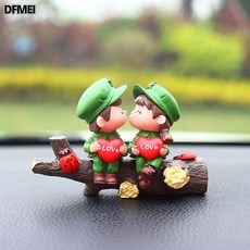 DFMEI 新款2025汽車擺件中控臺可愛樹杈情侶車內飾品車載小擺件告白氣球, 1個, 樹杈紅軍情侶:如圖