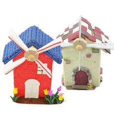 木質風車小屋模型 DIY彩繪組裝玩具 居家擺飾, 木質風車存錢筒, 1個