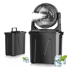 GHORA 9L 물탱크 및 20000mAh 배터리가 있는 휴대용 미스트 팬 리모컨 4가지 속도 레벨 모드 RGB LED 조명 - 캠핑 파티오 정원 여행용 실내/실외, GHORA 9L 물탱크 및 20000mAh 배터리가 있