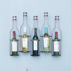 벽걸이형 와인랙 와인 진열대 인테리어 와인병걸이 레스토랑 주류 빨간색 제품 수납 벽장식 병 디스플레이, 4. 5병 60.5x10x53CM 청동