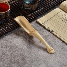 茶剷 鵰刻茶剷 茶則竹鵰茶匙 手工茶勺 日式茶道 碳化賞茶荷 竹工藝品, 1個, 如意茶剷 輕盈款, 如意茶剷