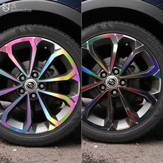 [비브랜드] 피그파인더 프리즘 휠마스크 17 18인치 스티커 무지개 컬러 시트지 DIY 기스 스크래치방지 튜닝 드레스업 티볼리에어 호환, 블랙홀로그램_17인치