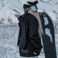 여성 블랙 귀 오버사이즈 보드복 방수 재킷 스키