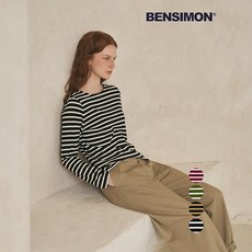 벤시몽 벤시몽 여성 워셔블 스트라이프 긴팔 티셔츠 4종택일