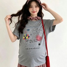 임산부 반팔티 봄 여름 캐주얼 데일리 여자 반팔 티셔츠 루즈핏 임부복 상의 zzl