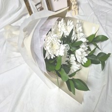 [런플라워] 흰색국화 대국 성묘 추모꽃다발 국화꽃5송이 꽃택배, 1개, 대국5송이