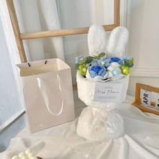 Miss Flower 針織兔耳朵花束, 藍