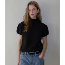 썸웨어버터 SOMEWHEREBUTTER Turtleneck Emma Half Puff Knit - Black