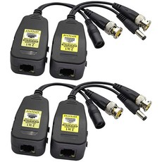 AAOTOKK Power Video Balun DC BNC to Cat5 RJ45 네트워크 트랜시버 HD-CVI/TVI/AHD/CVBS DC 커넥터 포함 720P 960P 10, 2쌍