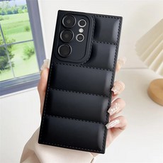 S25 울트라 패딩케이스 핑크 여자 겨울 촉감 S25 컬로 s23 슬림 실리콘 s24, 삼성 갤럭시 S21 FE, 검정