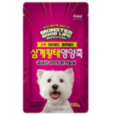푸르미 몬스터 굿 라이프 강아지 영양죽 파우치, 삼계황태, 120g, 48개