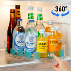 지니바잉 360도 회전식 냉장고 음료 정리 디스펜서, 1개, 투명