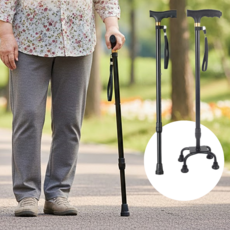 어르신지팡이 노인 할머니 사족 지팡이 보행보조 부모님 선물 기관 단체, 지팡이한발