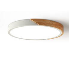 月樺燈飾 LED木質吸頂燈 全光譜光源 無頻閃 智能APP與2.4G遙控 三色無極調光 40CM, 40CM 4200lm 智能高亮護眼款