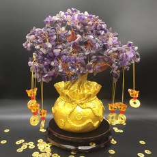 황수정 돈줄 장식 홈 거실 인테리어 소품 와인장 TV장 집들이 현관 오픈 선물, 퍼플